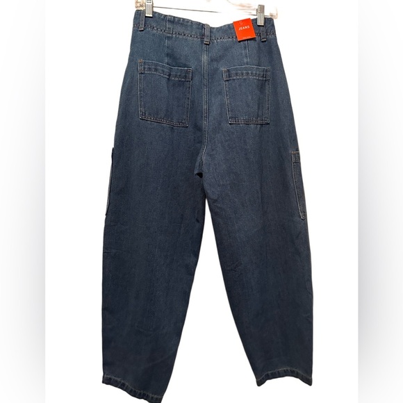 NWT Women’s Baggy Straight Wide Leg Boho Street Wear Jeans Blue Size 12 - Picture 3 of 11